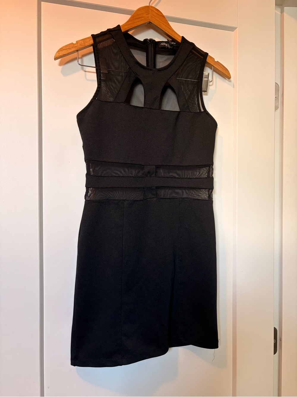 Streetwear Society Black Sleeveless Mini Dress with Mesh Insets